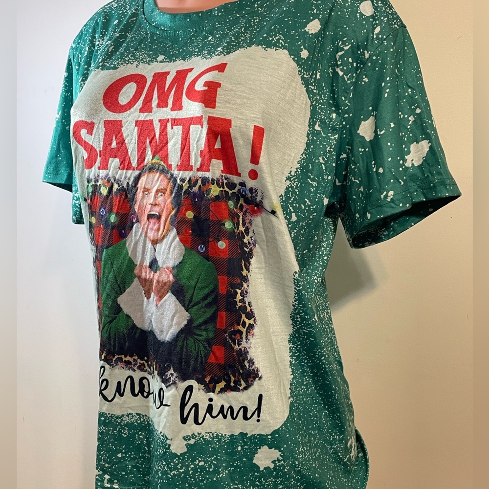 ELF T-shirt OMG Santa I Know Him Santa Claus Christmas Will Ferrell large green - Picture 3 of 9